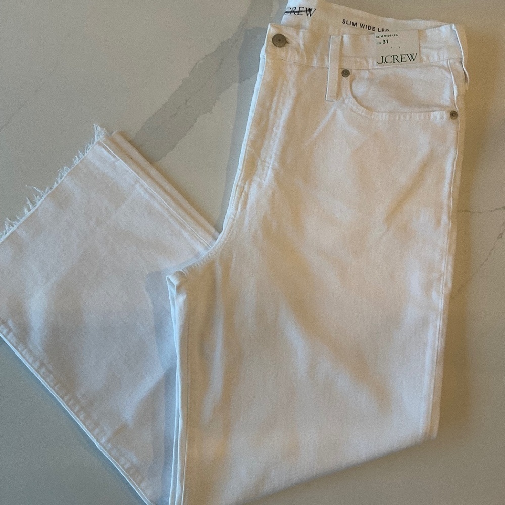 J. Crew Slim Wide Leg Jeans White Wash Size 12 Size 14 New With Tags - Picture 10 of 13